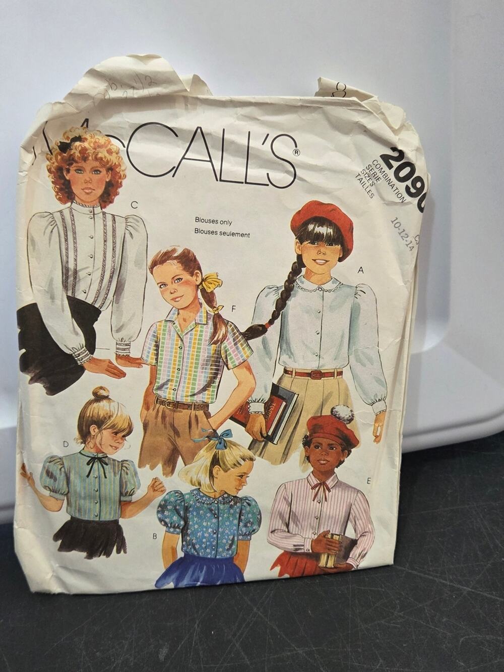 McCall's 2090 Girls Sizes 10-12-14 Vintage Blouse Sewing Patterns